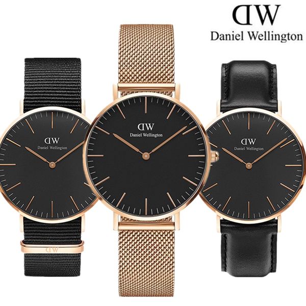 

New 40MM Man Quartz Wristwatches Luxury Daniel Wellington Dw Mens Milan Stainless Steel Watches 36MM Leather Nylon Women Sports Watch Box