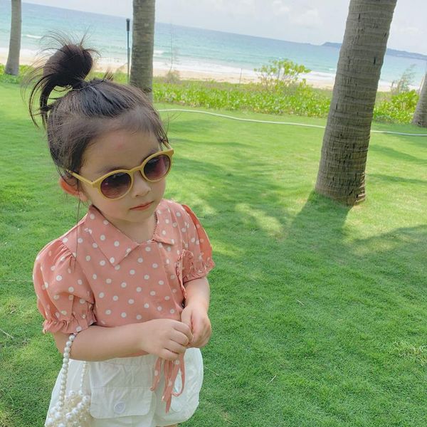 

2020 summer girls fashion dot blouse kids fashion kids causal, White;black