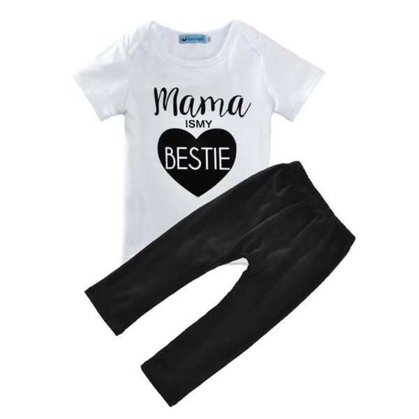 

baby boy girl soft cotton short sleeve cotton shirts + long pants outfit for newborn infant children cloth kid clothing, White