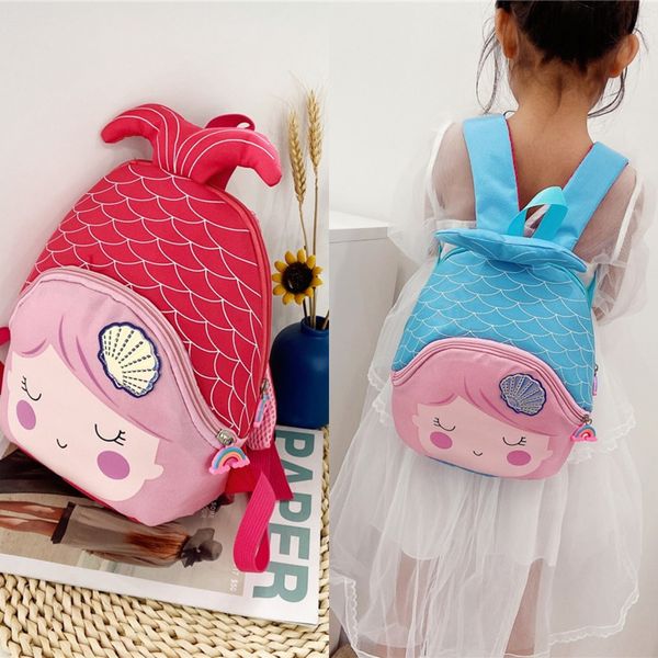 

2020 cartoon cute children's baby kindergarten backpack mermaid bag fashion er tong bao er tong bao backpack children's bag, White