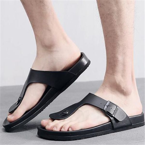 

2020 new summer cool water flip flops men soft massage eva non-slip outdoor beach slippers fashion man casual shoe, Black