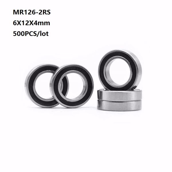 500 pçs / lote MR126RS Rolamentos MR126-2RS MR126 Rs 2RS 6x12x4mm Groove profundo rolamento de esferas mini 6 * 12 * 4mm