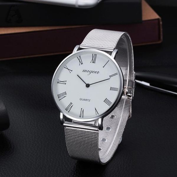 

2018 new luxury watch fashion stainless steel watch men quartz analog wrist roman numerals men's watches reloj hombre, Slivery;brown