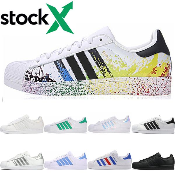 

adidas superstar super star лучшие originals 2019 superstars случайной обуви белый черный синий зеленый красный супер звезда 80-ая pride sup, Black
