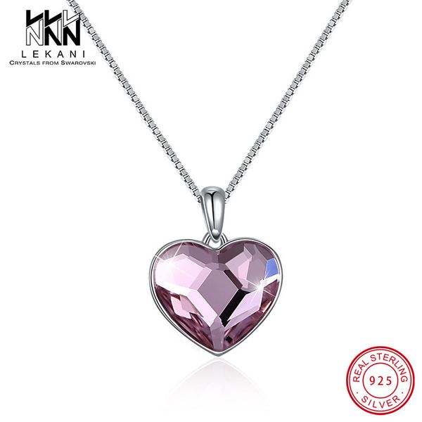

cubic heart pendants neckalces crystal from swarovski with 925 sterling silver chian for women wedding engagement jewelry gifts