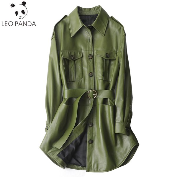 

fashion genuine leather jacket 2019 autumn new women real sheepskin coat female streetwear mid long trench coats clothes lady, Black