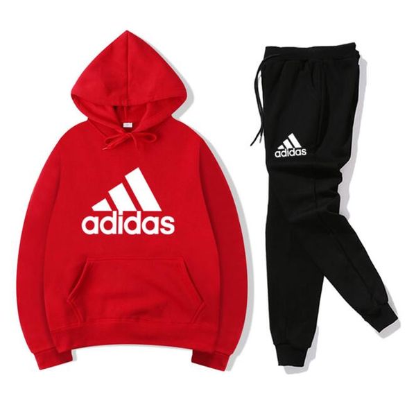 

ad mens tracksuit fashion designer hoodies+pants 2 piece sets solid color brand outfit suits 2019 tracksuits for mens