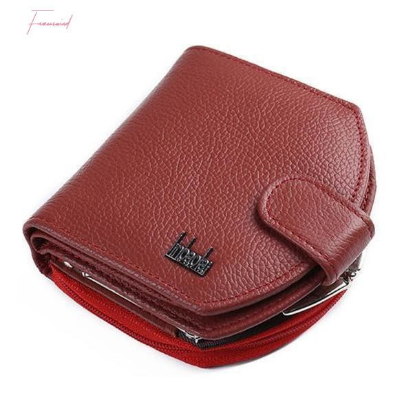 

men women pu leather zipper bifold credit card holder billfold purse mini wallet the latest small wallet august, Red;black