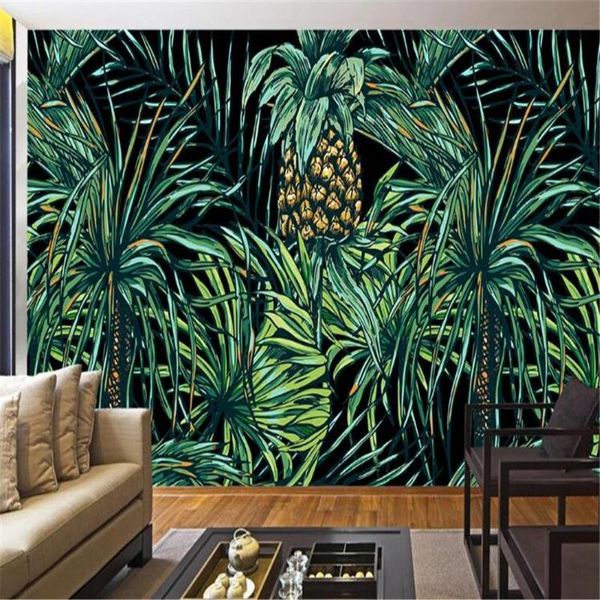 

milofi hd hand painted southeast asian style palm tree leaf mural background wall
