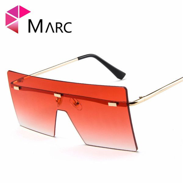 

marc uv400 2019 new women men sunglasses rectangle square gradient sun glasses mirror brown trend rimless classic gafas clear, White;black