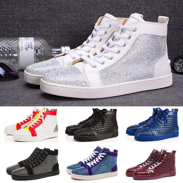 

2019 Designer Casual Shoes Women Men Sneakers Spikes Oxford Dress Shoes Party Wedding Lovers Genuine Leather Sneakers All White