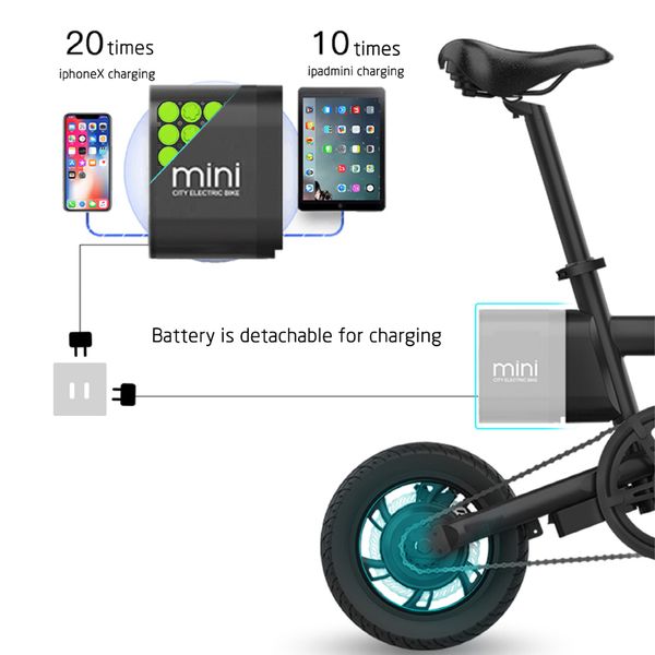 

12-дюймовый складной велосипед е взрослый мини складной ebike город складной электрический велосипед, Silver;blue
