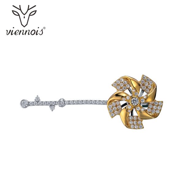 

viennois windmill sweater brooch for women zircon classic decoration pins winter gift, Gray