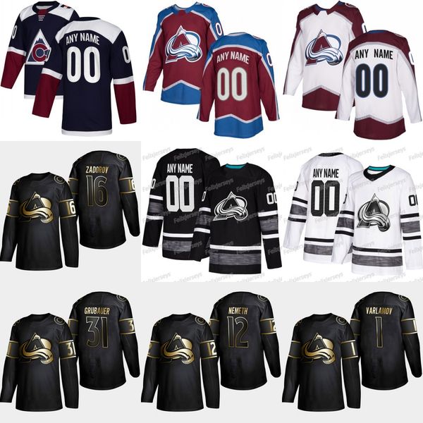 

12 Patrik Nemeth 2019 Golden Edition Colorado Avalanche Pavel Francouz Nikita Zadorov Cale Makar Semyon Varlamov Philipp Grubauer Jerseys