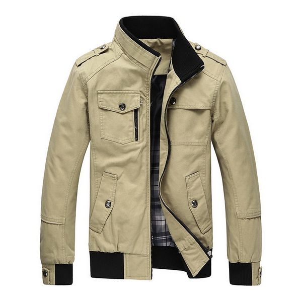 

autumn & winter men's cotton jackets stand collar military mens jackets fashion casual outerwear for men plus size 3xl, Black;brown