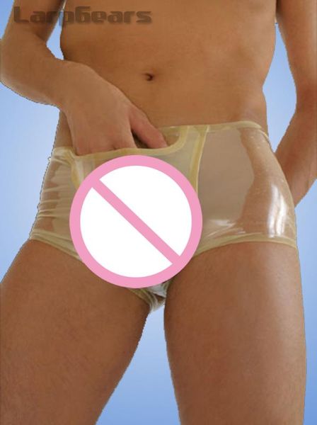 

male transparent latex shorts rubber underwear underpants plus size, Black;white