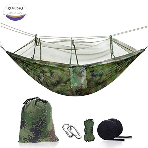 

drop-shipping 1-2 person outdoor mosquito net parachute nylon hammock camping hanging sleeping bed swing portable double hammock