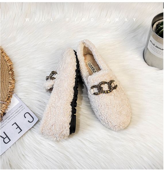 

fall/winter 2020 new flat-bottomed wild lamb wool plus velvet plus size female flat shoes, Black