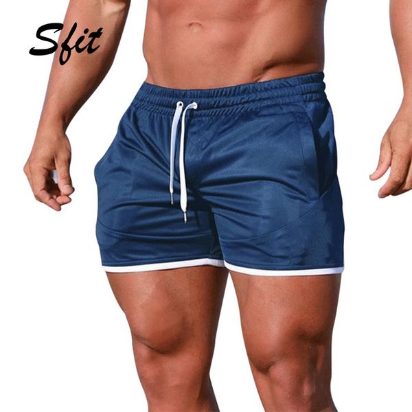 

sfit summer men quick dry elastic waist swimming trunks beach shorts casual solid drawstring workout sports fitness shorts 2019