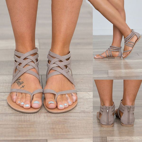 

women sandals fashion gladiator sandals for beach summer shoes female rome style flat plus size casual sandalias mujer, Black