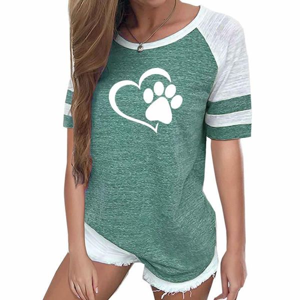 

женская верхняя женщина рубашки новая мода любовь собак paw print top женщины shirt женщины плюс размер реглан розовый tumblr обрезанное cut, White
