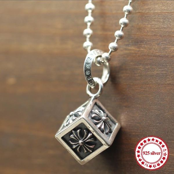

s925 sterling silver pendants personalized classic retro jewelry hip-hop square cross fashion punk style to send a gift of lover