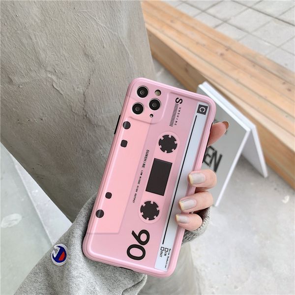 

imd retro vintage pink magnetic tape shape mobile phone case cover for iphone 11 pro max 7 8 plus x xr