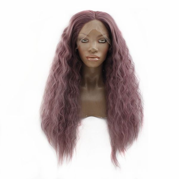

mr hair pastel wig water wave lace front wig with natural hairline glueless synthetic fiber hair for women heat resisitant, Black