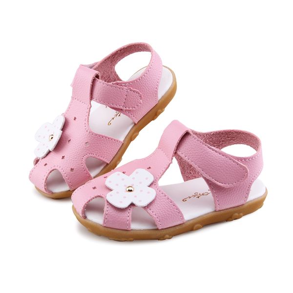 

2020 summer girls sandals kids shoes for little girls children's beach shoes floral flower sandals sweet insole 13.5-18cm soft t200530, Black;red