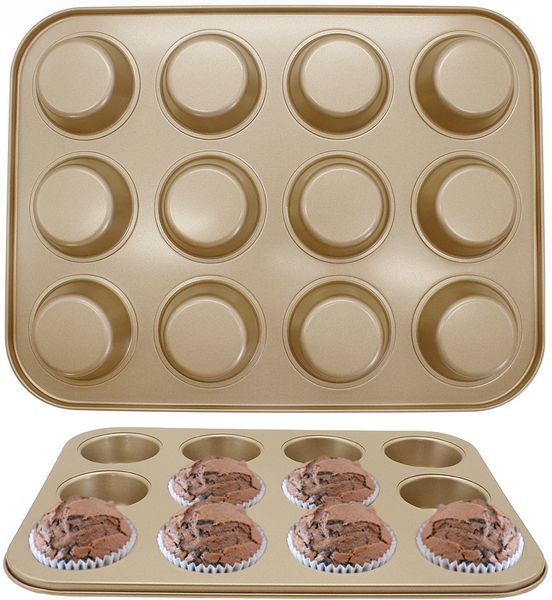 

12 count baking moulds golden nonstick carbon steel shortcake pan 122013
