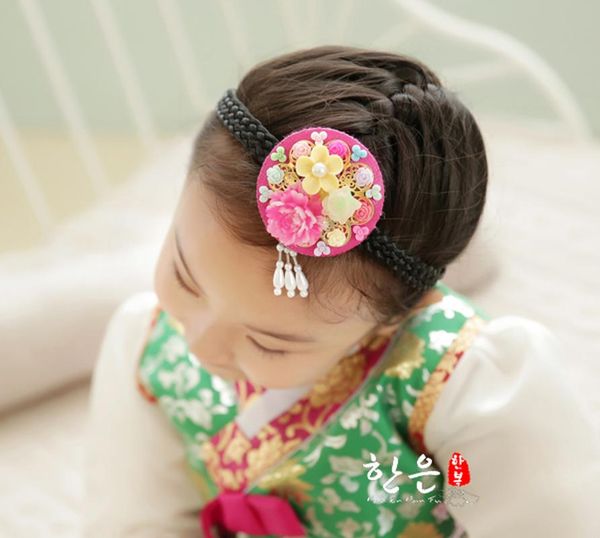 

south korea original imported hair rope ancient ashi hair decoration stage headdress latest kids accessories for girls, Slivery;white