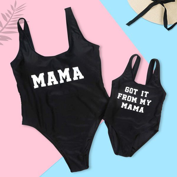 Striped Mother Daughter Swimwear One Piece Mommy And Me Swimsuit Family ...