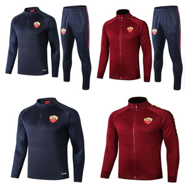 

rome soccer tracksuit 2019 2020 perotti el shaarawy totti rome training suit 19 20 dzeko football jacket kit track, Black