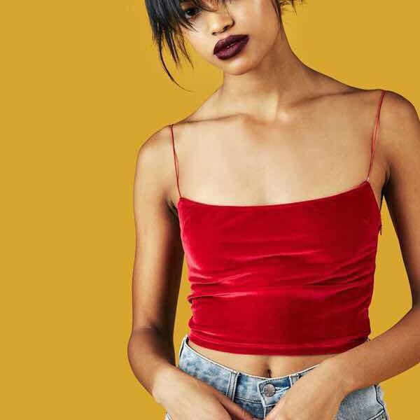 

fashion women spaghetti straps tank velvet short crop 4 colors boob tube bustier brief vest t-shirts tee trend, White