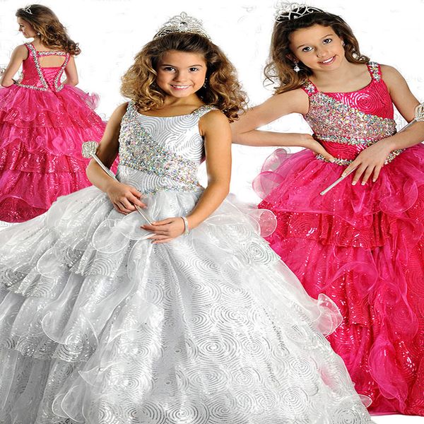 

all sorts of color court dress factory direct sale ball gown color accented strapless beaded flower girl dress pageant dress, White;red
