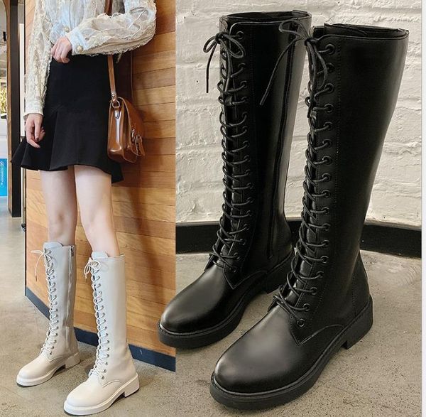 

autumn new korean version of the high tube long tube with martin boots, Black