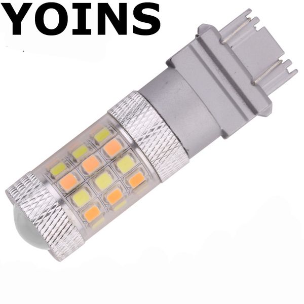 

1x white amber auto led drl light dual color t25 3157 led turn signal light switchback 42smd 2835 car lights