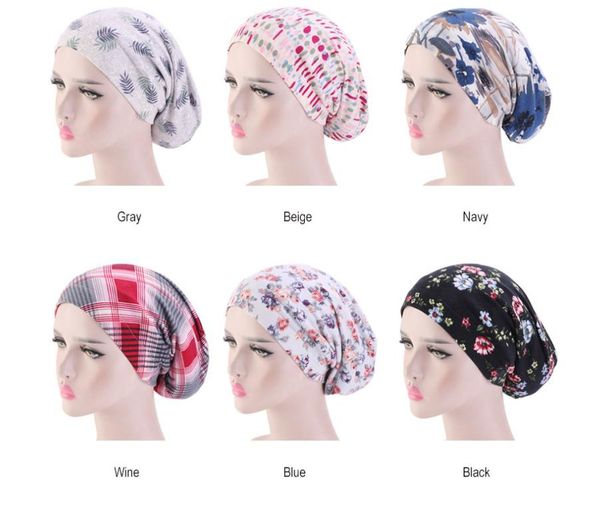 

new cotton night cap hat double side wear women and men floral print head cover sleep cap cotton bonnet for beautiful hair c329, Blue;gray