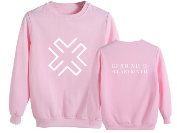 

kpop gfriend new labyrinth same printing o neck pullover hoodies fashion fleece sweatshirt 5 colors, Black