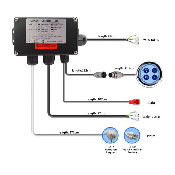 DXD-A006A Simples Rodada Em Forma de Hidromassagem Banheira de Massagem Controlador Digital Painel de Controle de Banho Para Banheira AC 110V221L