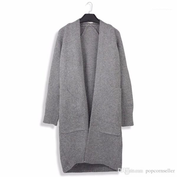 

knits fashionable loose big sweater coat long autumn winter female cardigan tees ladies apparel new autumn womens, Black