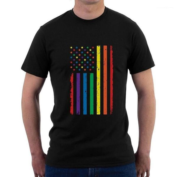 

homme clothing fashion style casual apparel lgbt mens summer designer black tshirts rianbow print shorts sleeve crew neck, White;black