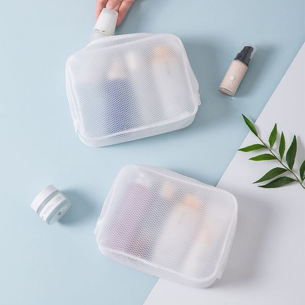 

cosmetic bags & cases fashion transparent mesh bag women zipper portable makeup case waterproof travel organizer beauty wash pouch