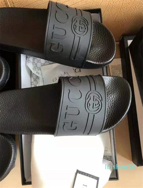 

with box brand men beach slide sandals medusa scuffs 2017 slippers mens white beach fashion slip-on designer sandals us 35-45 l30, Black