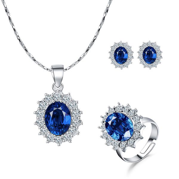 

женщины ювелирные наборы luxury designer wedding engagement сделано сплава с кристалл украшение геометрическая для подарка jstz021, Silver