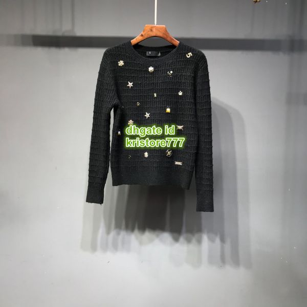 

Высокое Качество Женщин Бисероплетение Осень Круглый Вырез Вышивка Печатных Рег