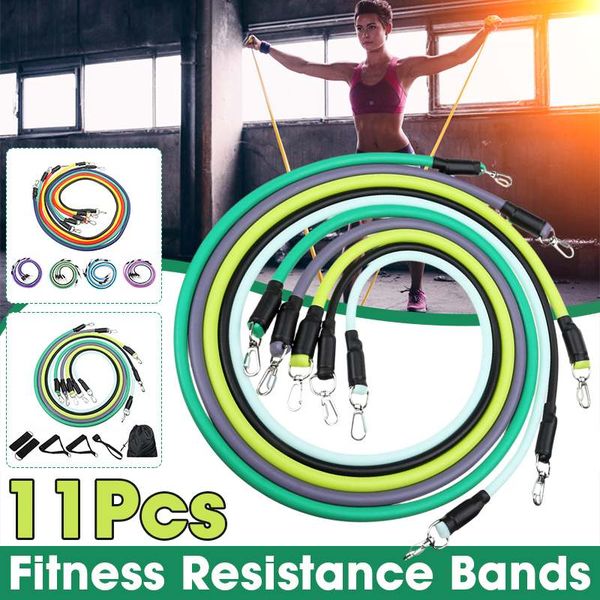 

11pcs resistance exercise bands set fitness stretch elastic pull string excerciser body training workout yoga bands equipment