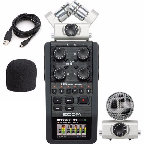 

увеличить h6 профессиональный портативный портативный цифровой рекордер 6-track для интервью x работа / y боковой mic аудио интерфейс многод