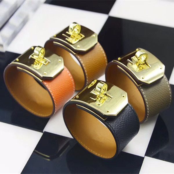 

fashion designer jewelry leather bracelet brand style broadside wrist bracelet bangle h designer cuff bracelet party gifts, Black