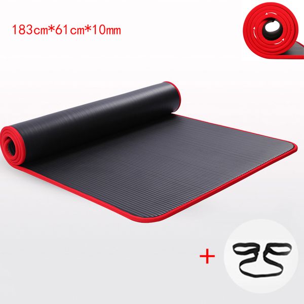 

10mm extra thick nrb non-slip yoga mats for fitness environmental tasteless pilates gym exercise pads with bandage